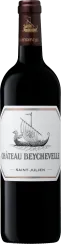 Eine elegante, dunkelglasige Weinflasche mit einem tiefroten Etikett an der Kapsel und einem illustrierten Weißetikett in der Mitte, das ein Segelschiff zeigt.
