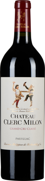 Schwarze Weinflasche mit rotem Etikett und tanzenden Figuren, elegantes Design.