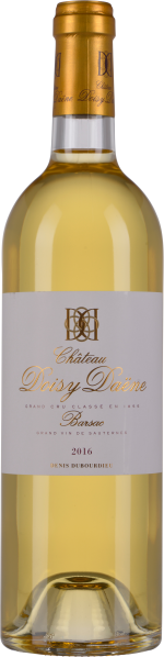 Goldener Wein in eleganter Flasche mit weißem Etikett und goldener Kapsel.