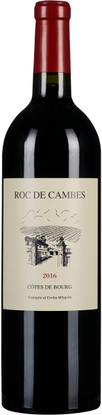 Dunkle Weinflasche mit rotem Verschluss und elegantem Etikett.