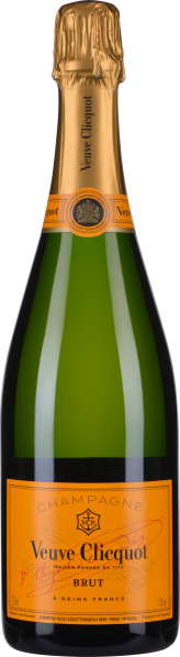 Flasche mit grüner Farbe und orangefarbenem Etikett, goldener Folienverschluss.