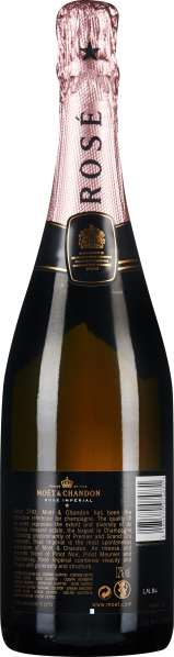 Flasche Champagner mit roségoldener Folie und elegantem Etikett.