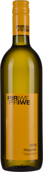 Grüne Weinflasche mit gelbem Etikett und Schraubverschluss.