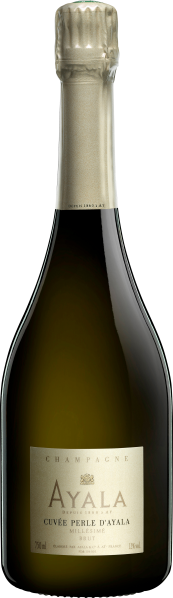 Champagnerflasche mit goldenem Etikett und elegantem, gewölbtem Design.