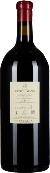 Dunkle Weinflasche mit rotem Wachssiegel und beigem Etikett.