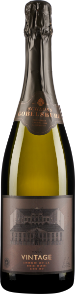 Flasche Sekt mit goldgelbem Inhalt und elegantem Etikett.
