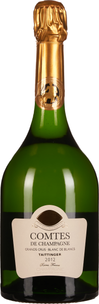 Grüne Champagnerflasche mit goldener Folie und elegantes, cremefarbenes Etikett.