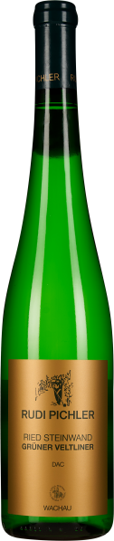 Grüne Weinflasche mit schwarzem Hals und goldfarbenem Etikett, das elegante schwarze Schrift zeigt.