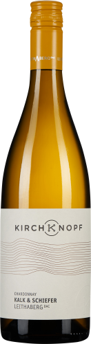 Weinflasche mit gelbem Schraubverschluss und elegantem Etikett in Weiß mit Linienmuster; klare, moderne Gestaltung.