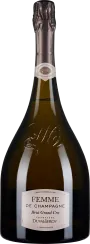 Große Champagnerflasche mit eleganter dunkelgrüner Glasflasche und schwarzer, glänzender Folienkapsel.