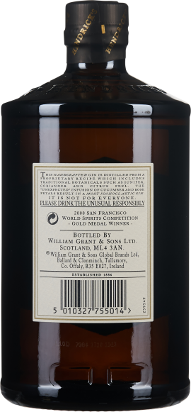 Dunkelbraune, fast schwarze Flasche mit kurzkantigem Hals und goldenem Siegel.