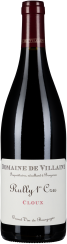Dunkle Weinflasche mit rotem Kapselverschluss, elegantes cremefarbenes Etikett.