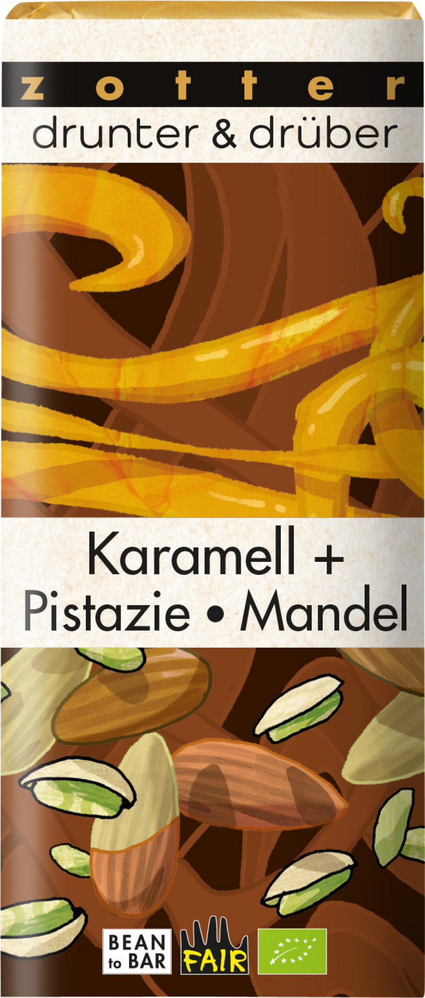 Zotter Karamell + Pistazie, Mandel 70g - WEIN &amp; CO