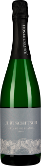 Grüne Weinflasche mit schwarzer Kapsel und einem eleganten, grauen Etikett, das grafische Muster zeigt.