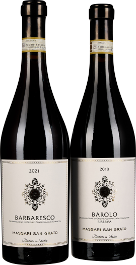 Zwei elegante Weinflaschen mit stilvollen, dekorativen Etiketten.