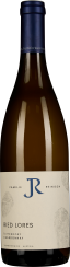 Braune Weinflasche mit cremefarbenem Etikett und blauer Kapsel.