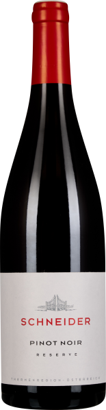 Flasche mit rotem Verschluss und elegantem, minimalistischem Etikett.