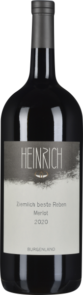 Eine dunkle Weinflasche mit schlichtem, modernem Etikett.