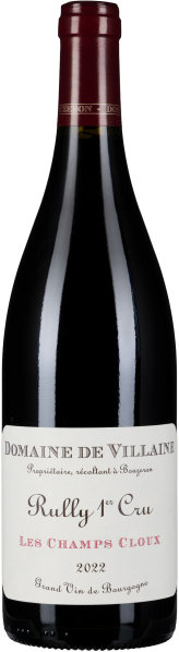 Eine dunkle Weinflasche mit rotem Wachssiegel am Hals, ausgestattet mit einem eleganten weißen Etikett, auf dem klassische Typografie in Schwarz und Rot gedruckt ist.