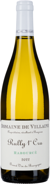 Transparente Weinflasche mit goldgelbem Inhalt und schlichtem, elegantem Etikett.