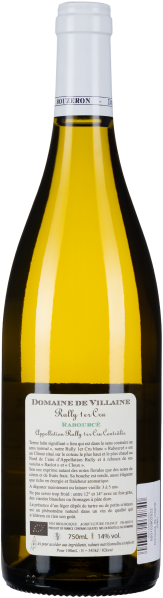 Klargelbe Weinflasche mit weißem Etikett und Verschluss.