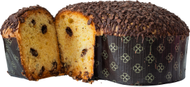 Großer, runder Kuchen mit Schokoladenstücken und reichhaltiger Kruste, schokoladenüberzogen.