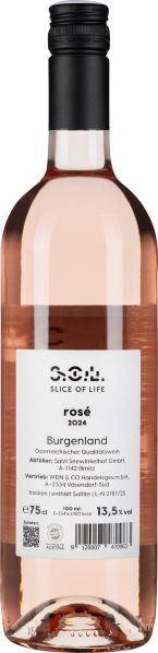 Roséweinflasche mit ansprechendem Kupferton und schlichtem, modernem Etikett.