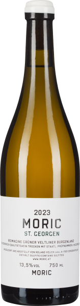 Weinflasche mit weißem Etikett, schlichtes Design, Jahrgang 2023.