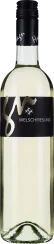 Klarer, hellgelber Wein in schlanker Flasche mit schwarzem Schraubverschluss.