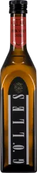 Braune, eckige Flasche mit schwarzem Schraubverschluss. Auf der Vorderseite befindet sich ein vertikales, schwarzes Etikett mit weißer Schrift und ein roter Halsaufkleber.