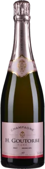 Flasche Rosé-Champagner mit roséfarbenem Etikett und metallischem Folienverschluss, das leicht schimmernde Goldakzente aufweist.