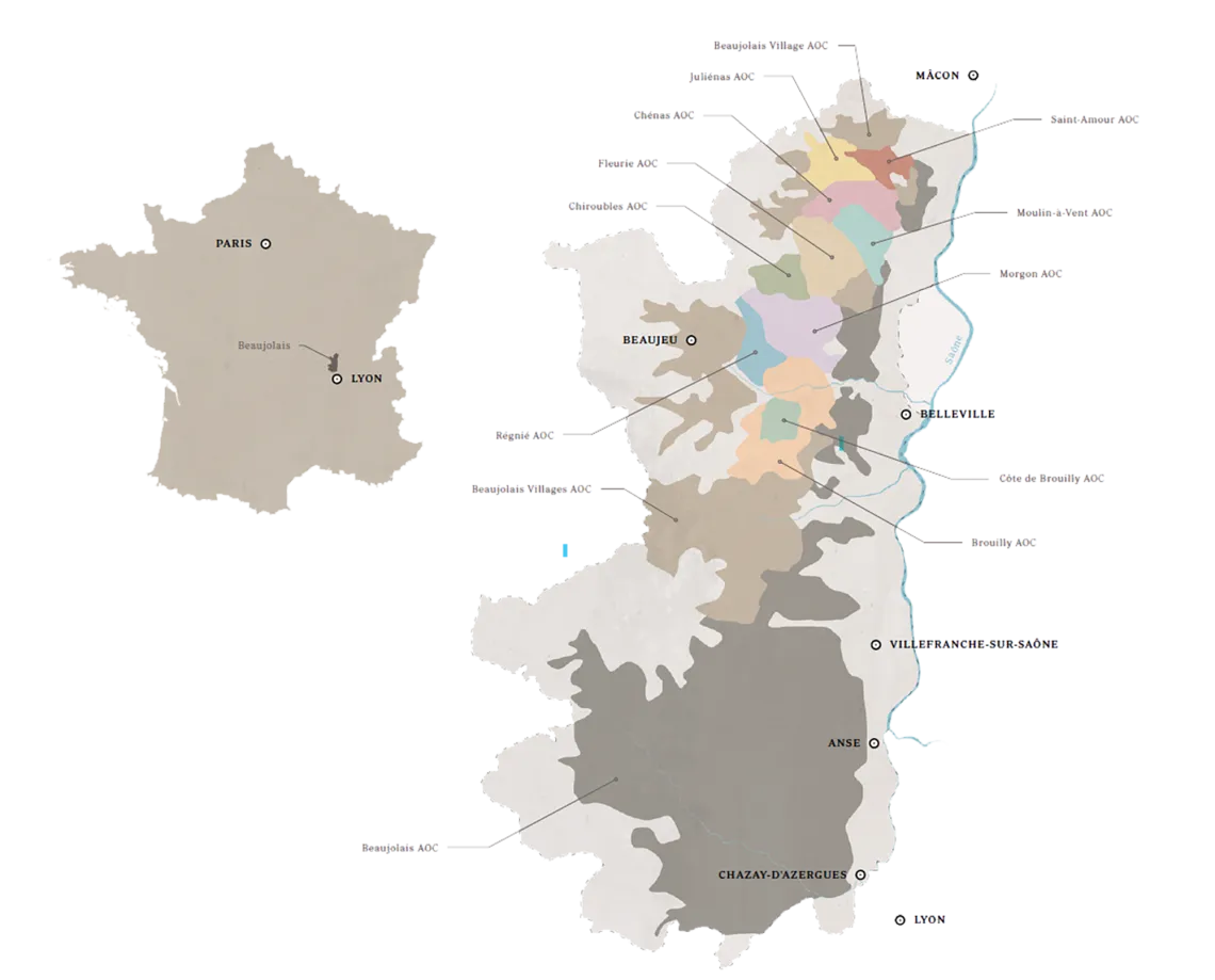Beaujolais Gebietskarte